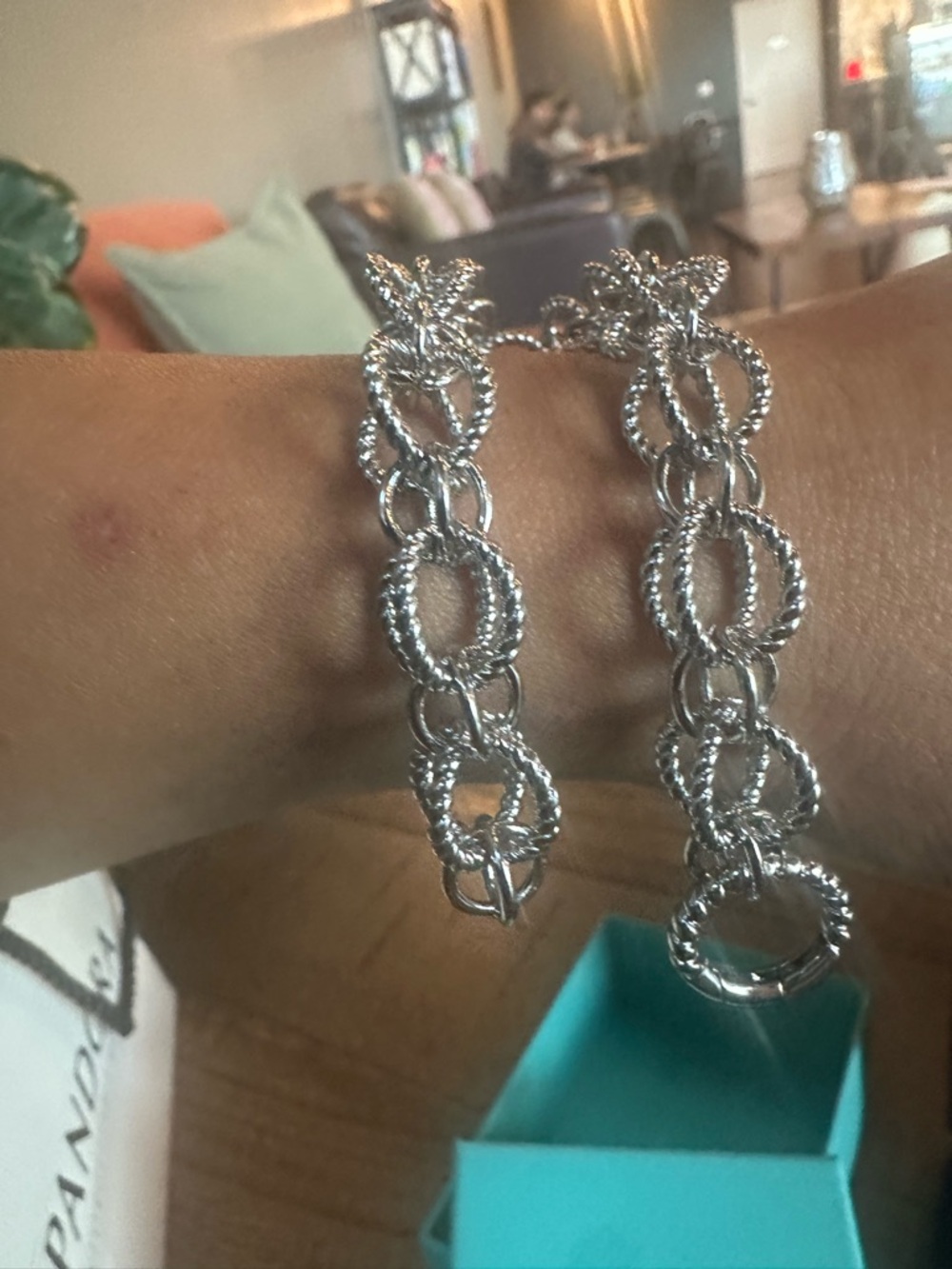 Silver Interlinked Rope Chain Bracelet - Picture 6 of 6